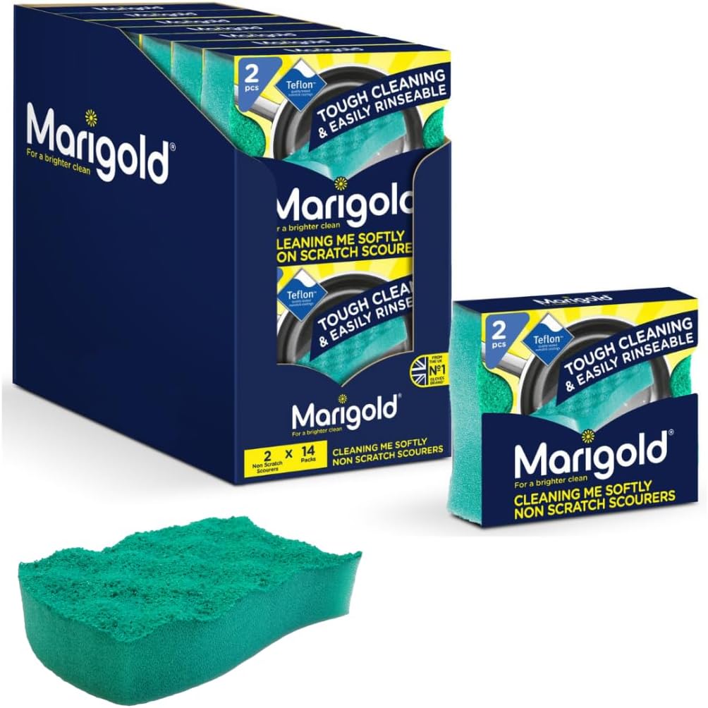 Marigold Cleaning Me Softly Non Scratch Scourers 28 Pack | Gentle Kitchen & Household Cleaning Pads