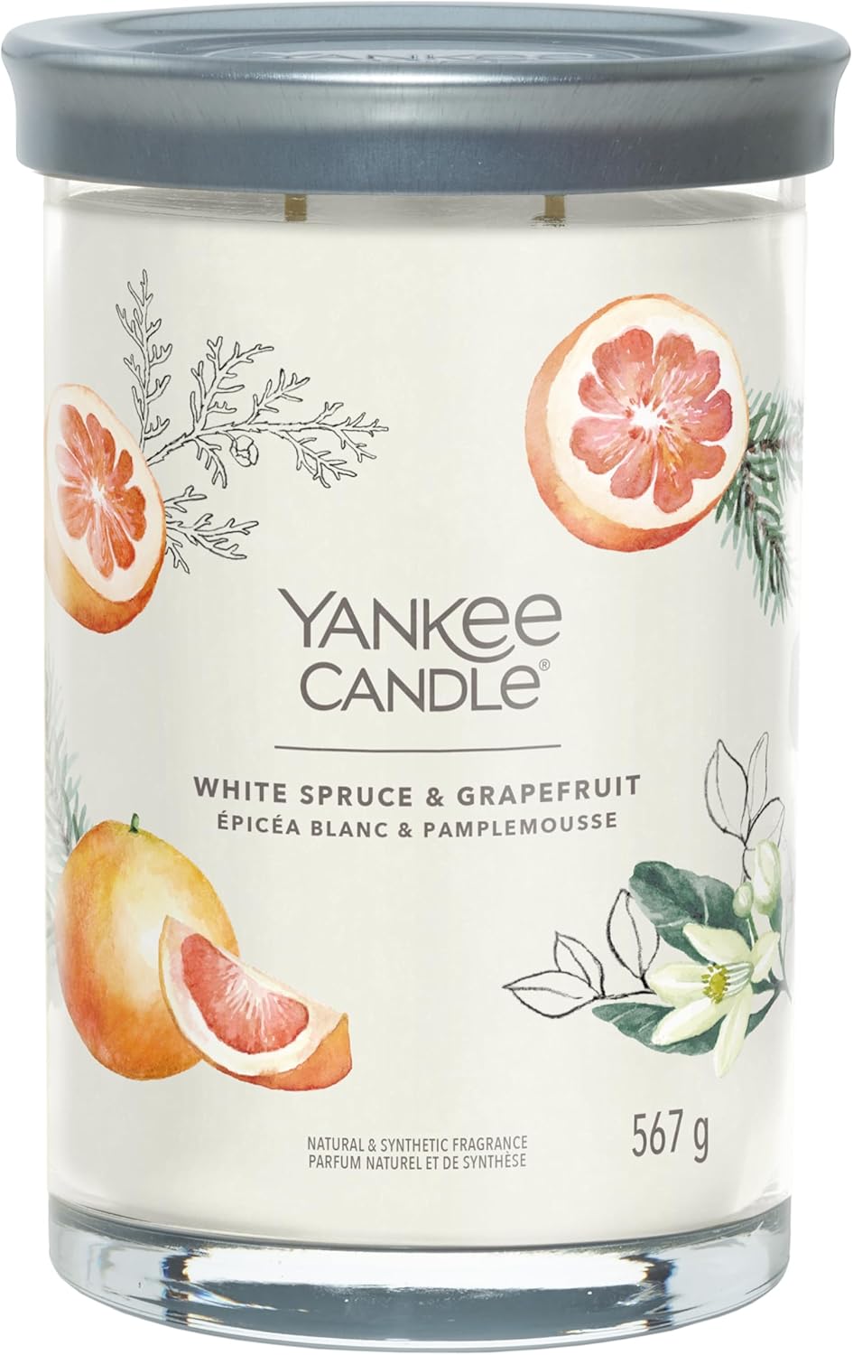Yankee Candle Large Tumbler Jar White Spruce & Grapefruit | Fresh Home Fragrance Candle