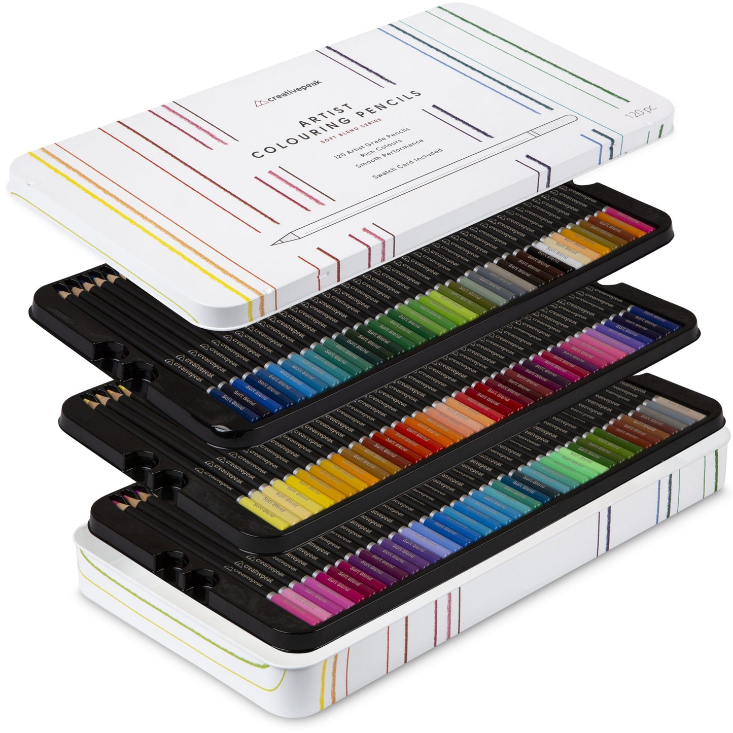 Creativepeak Set of 120 Professional Vibrant Colouring Pencils with Metal Case - Edward Leonard Conroy Ltd