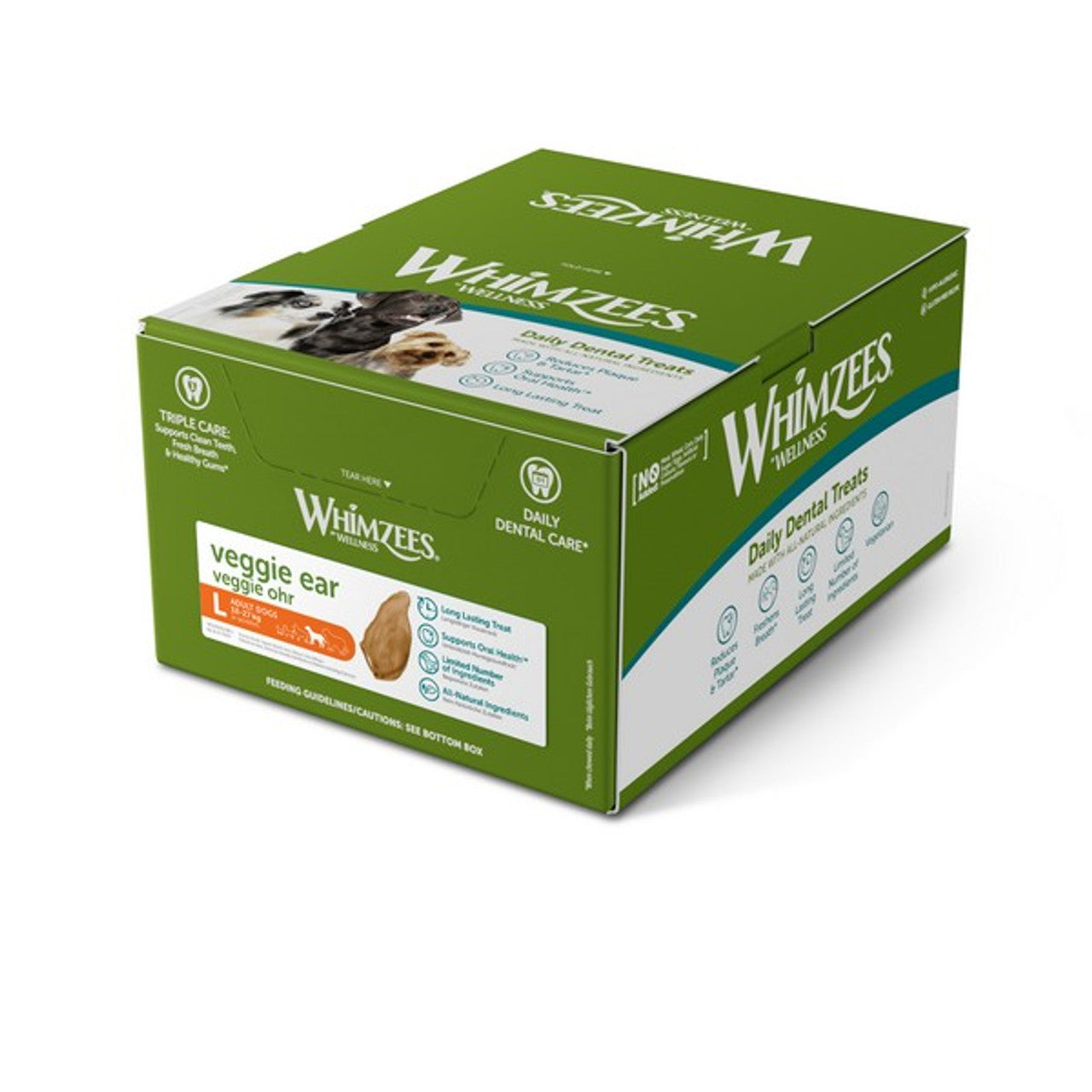 Whimzees Veggie Ear Dog Dental Treats - 18 Pack