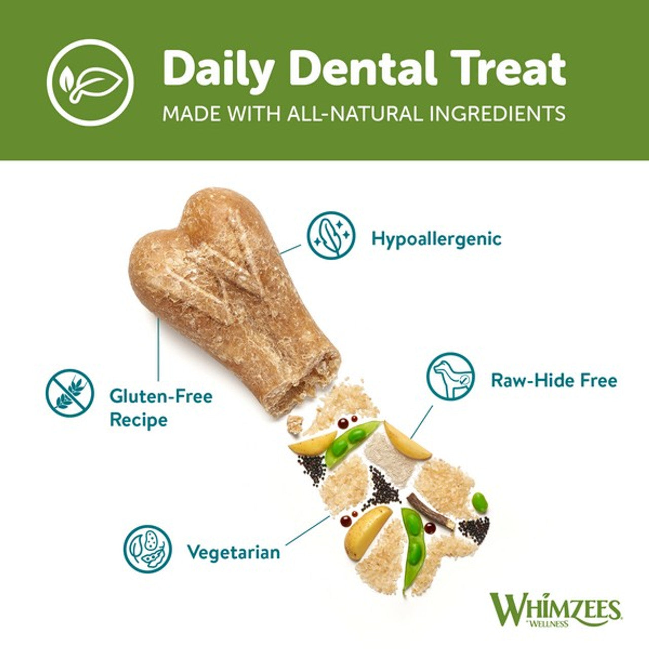Whimzees Rice Bone Dog Dental Chews - 50 Pack