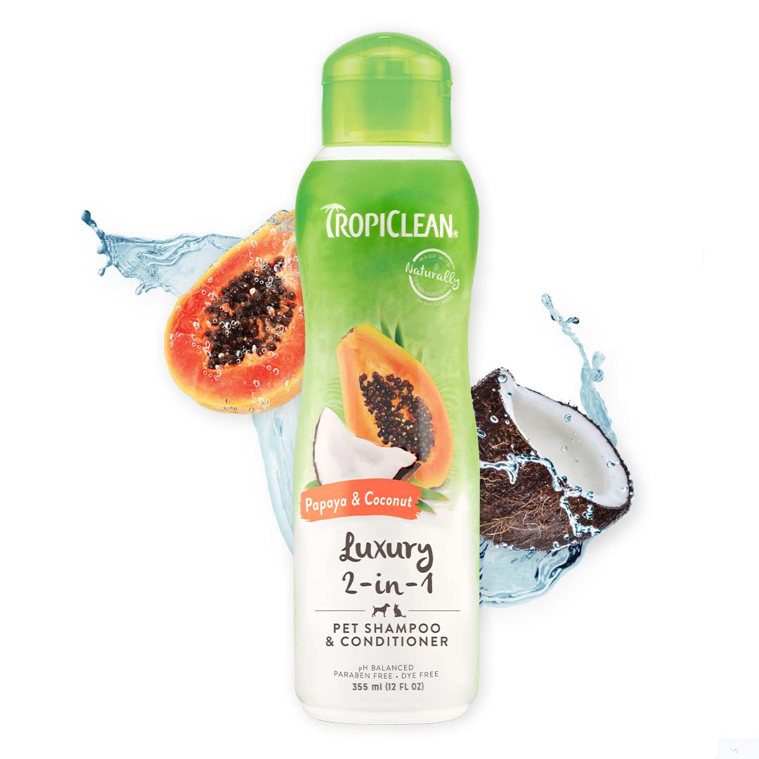 TropiClean Papaya & Coconut Shampoo 355ml | Natural Dog & Cat Shampoo