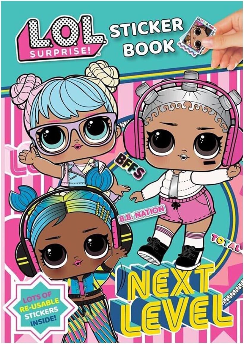 LOL Surprise Sticker Book - 12 Coloring Pages & Reusable Stickers