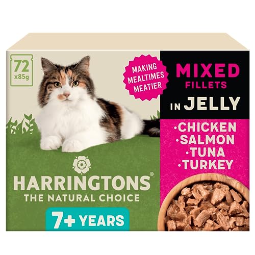 Harringtons Complete Wet Pouch Grain Free Hypoallergenic Senior Cat Food Mixed in Jelly Pack 72x85g - Chicken, Salmon, Tuna & Turkey - Edward Leonard Conroy Ltd
