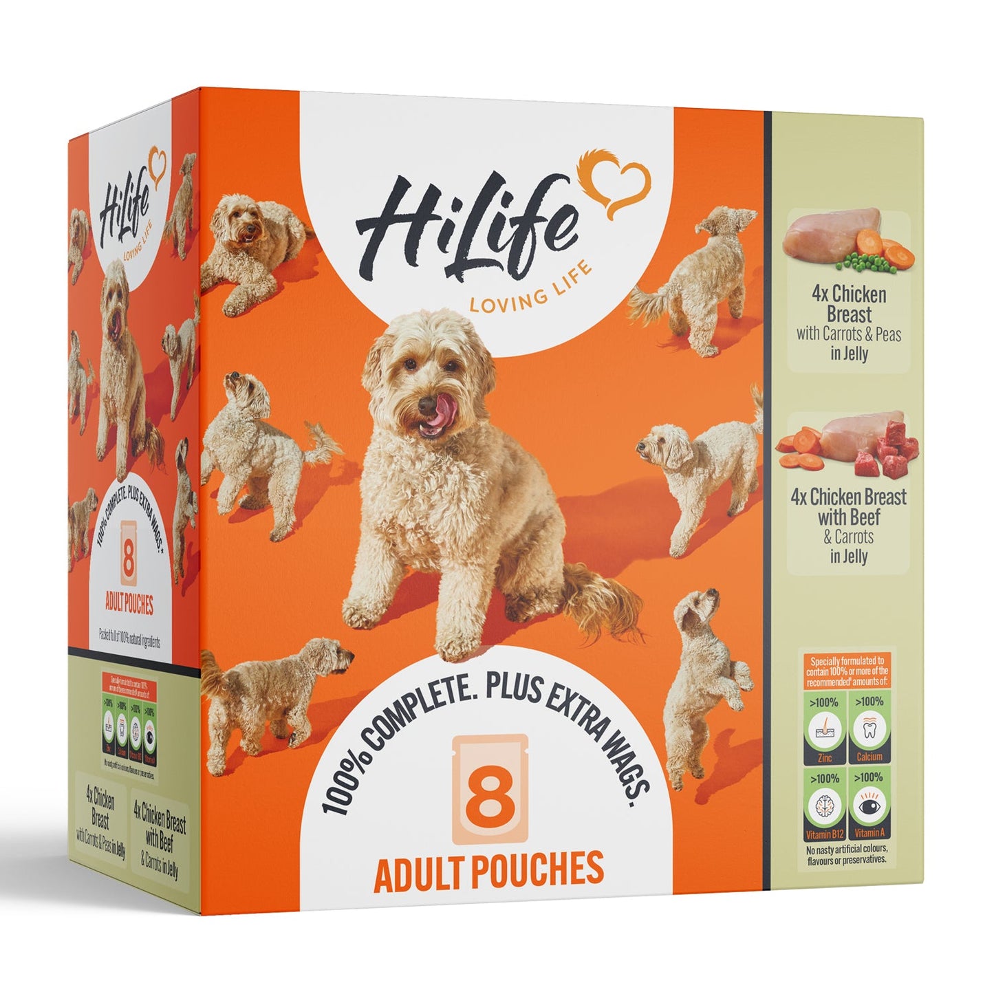 HiLife Adult Dog Food Pouches Chicken & Beef 8x150g | Complete Dog Food Variety Pack