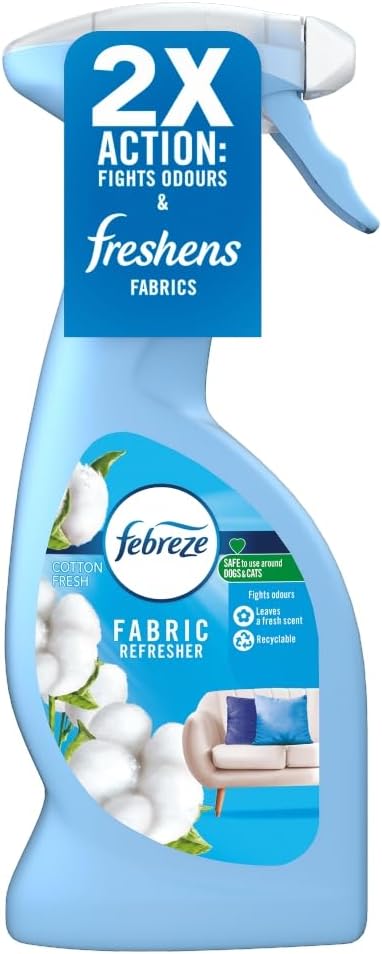 Febreze Fabric Refresher Spray Cotton Fresh 375ml | Odour Neutralising Fabric Spray