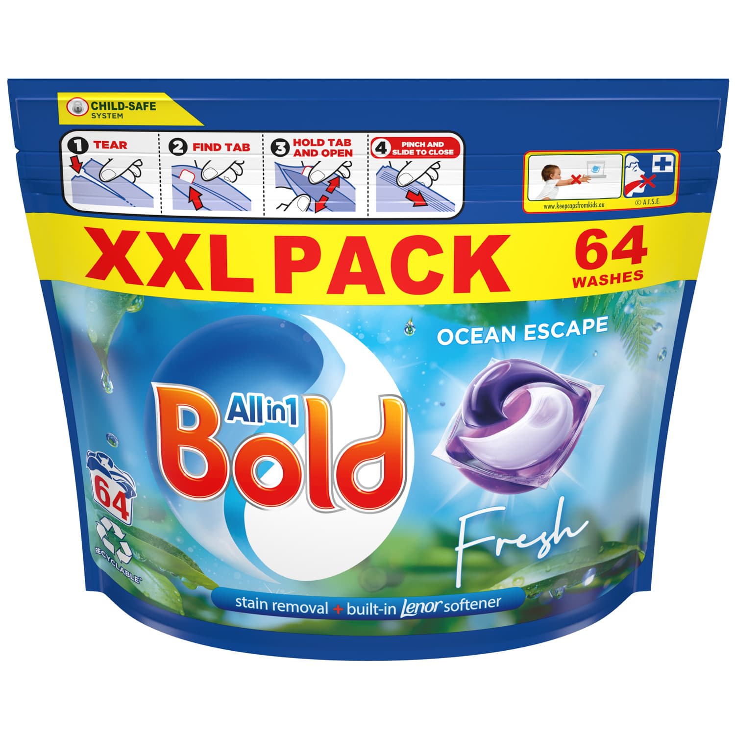Bold Allin1 Laundry Pods Ocean Escape 64w