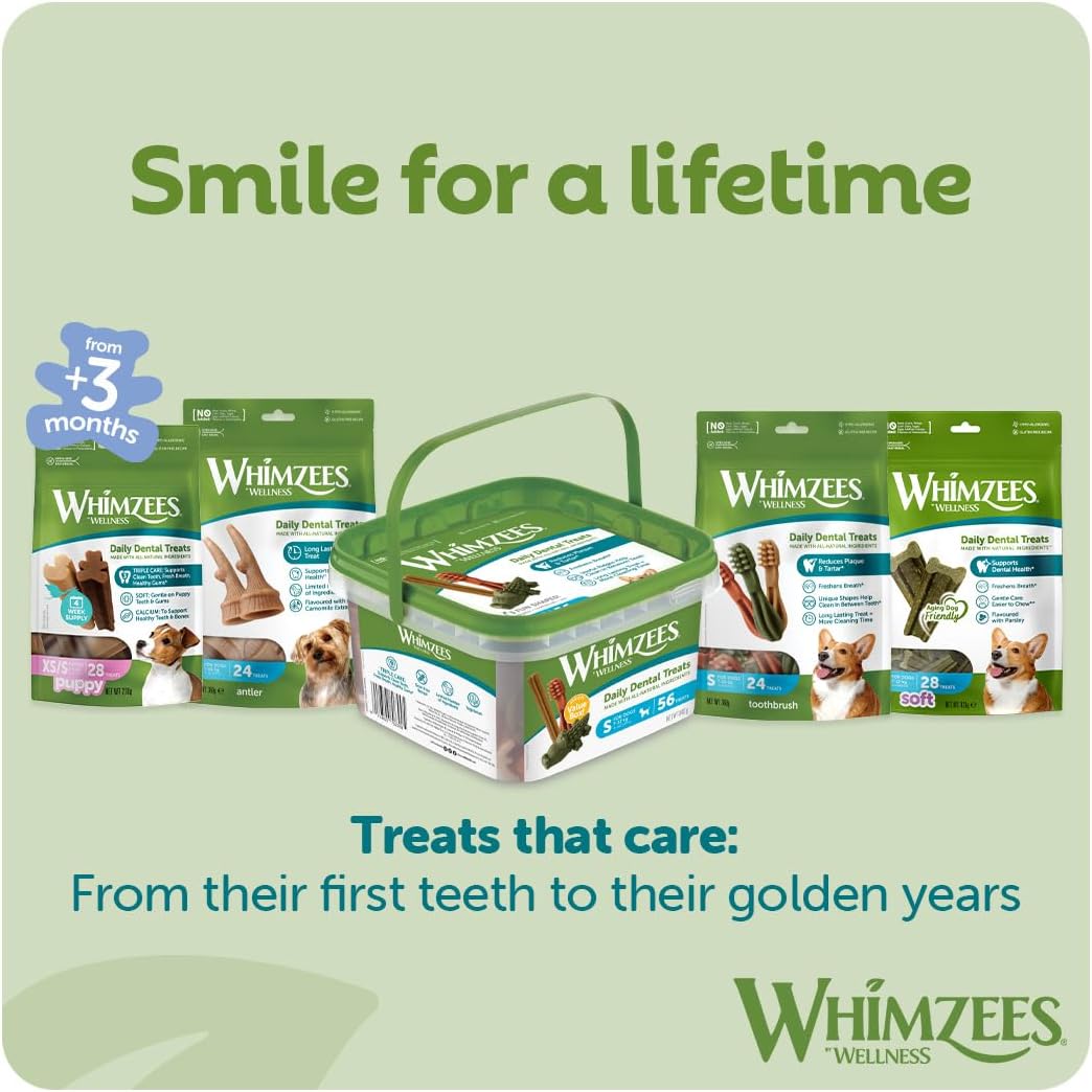 Whimzees Small Toothbrush Dog Dental Chews - 24 Pack