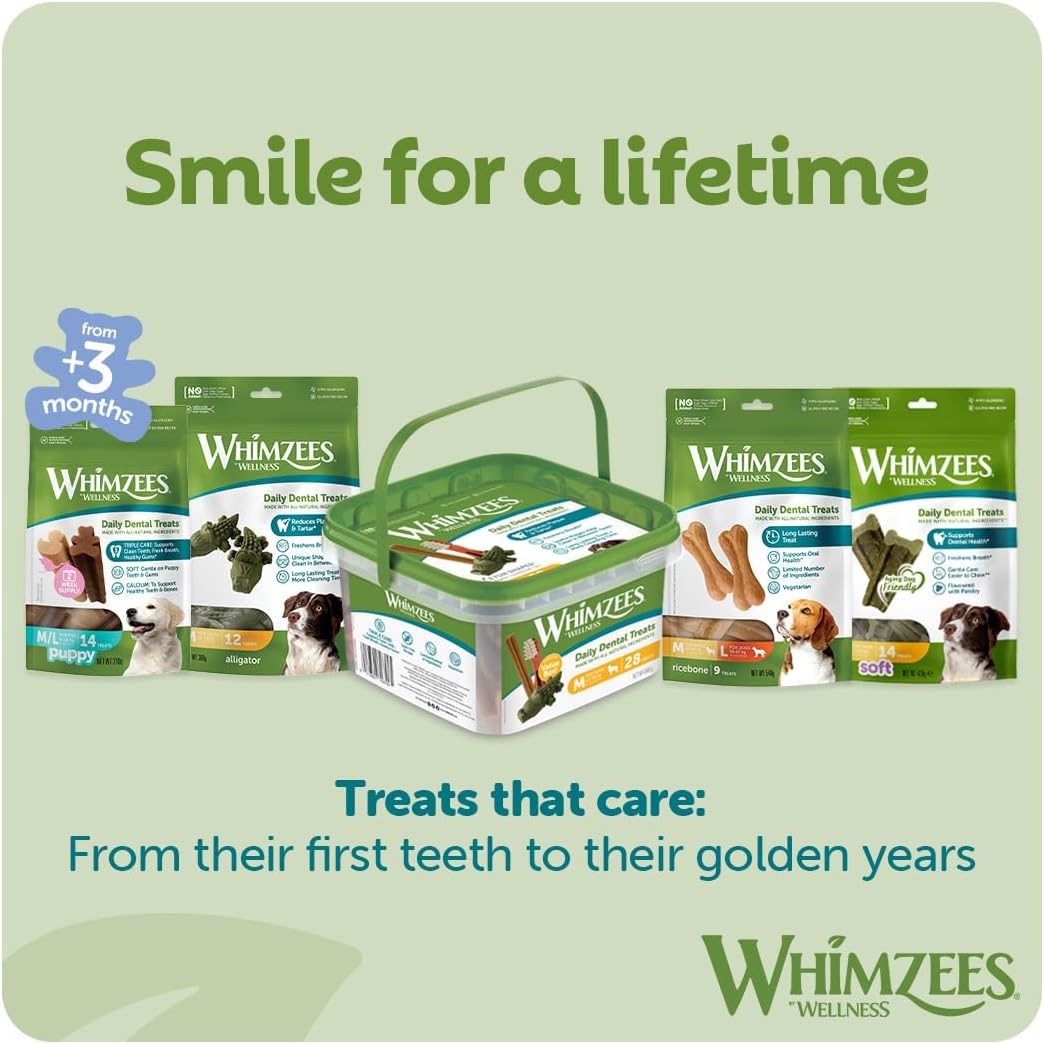 Whimzees Medium Antler Dog Dental Chews - 12 Pack
