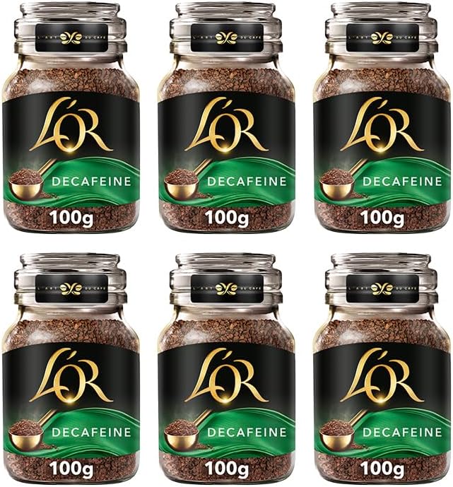 L'OR Decaff Instant Coffee 100g (Pack of 6 Jars, Total 600g) - BBE 24/07/2025