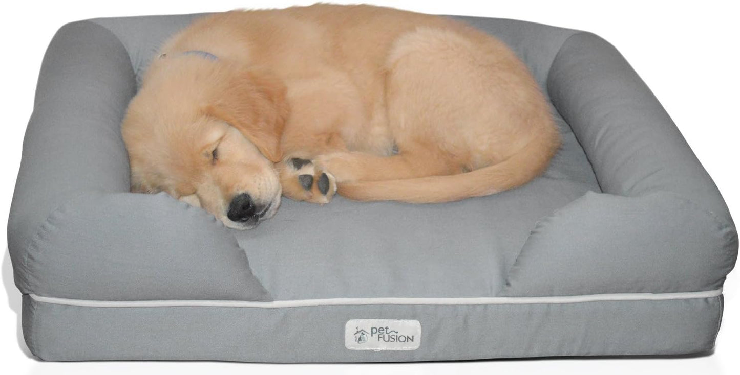 PetFusion Ultimate Memory Foam Pet Bed for Small Dogs and Cats, Grey