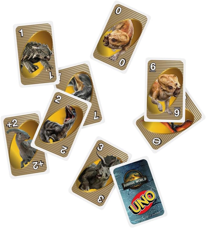 Mattel Games UNO Jurassic World Rebirth Card Game (JFT28) | Movie Edition Deck