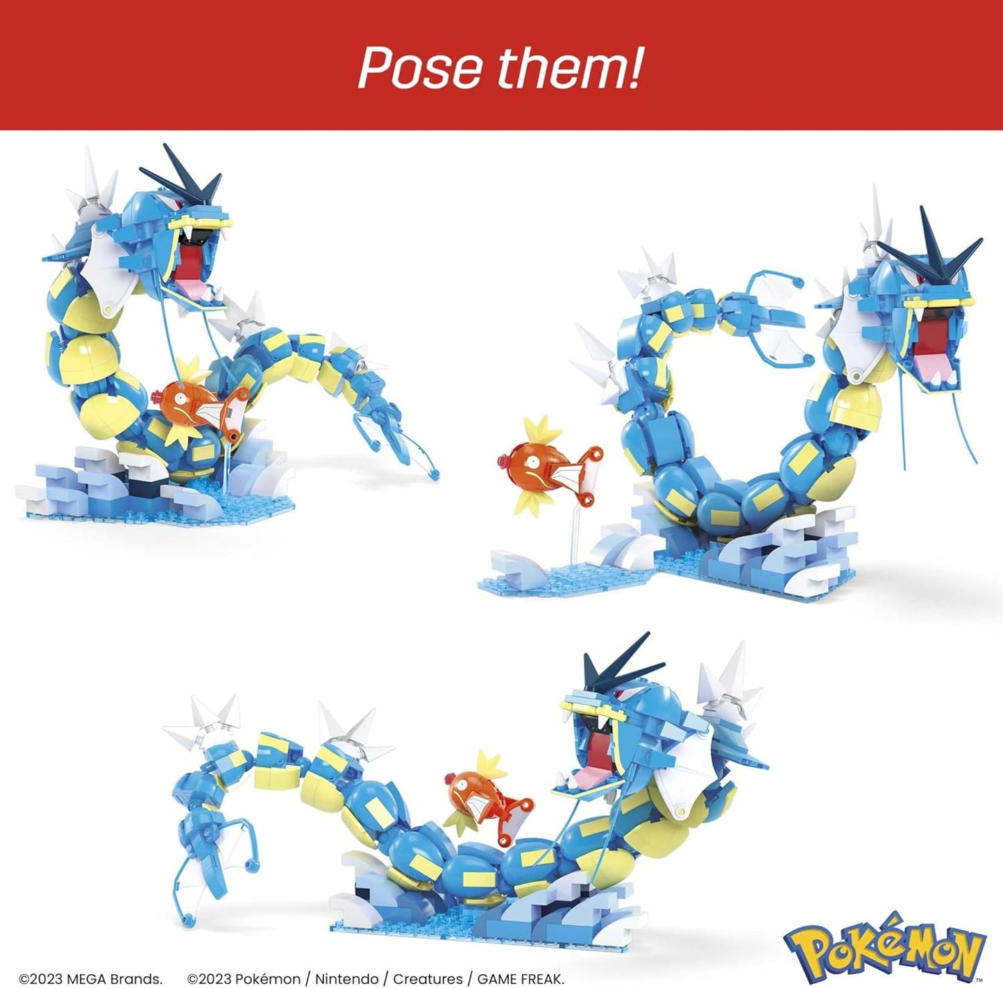 MEGA Pokemon Action Figure Building Toys Set for Kids, Magikarp Evolution Set, HNT95