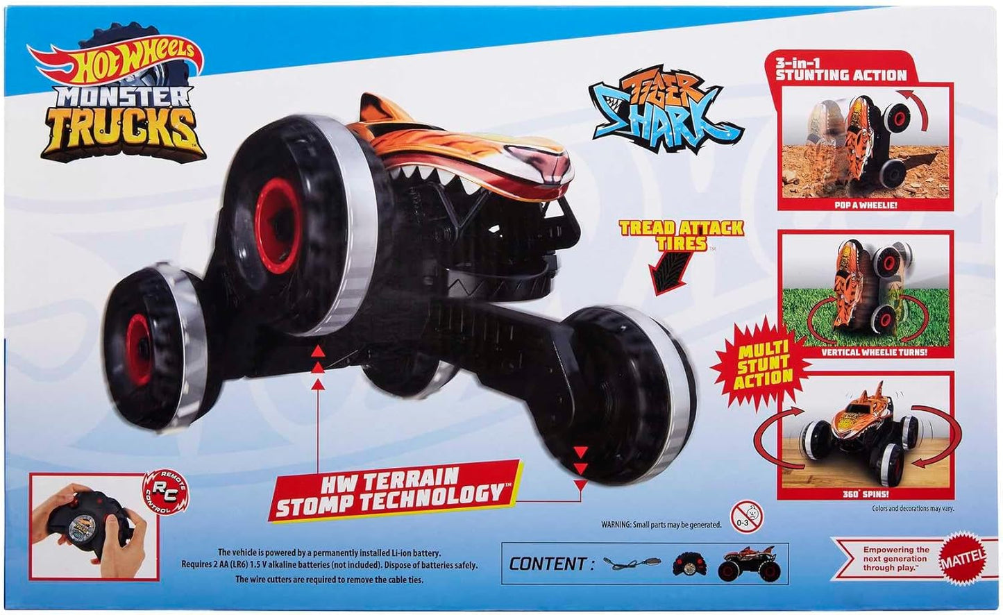 Hot Wheels Monster Trucks Remote Control Car, Unstoppable Tiger Shark, HGV87