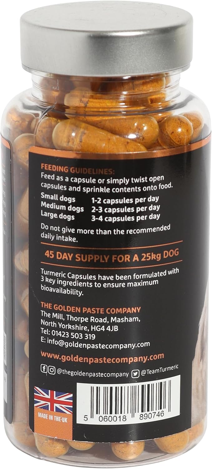 The Golden Paste Company Turmeric Capsules for Dogs & Cats - 90 Capsules