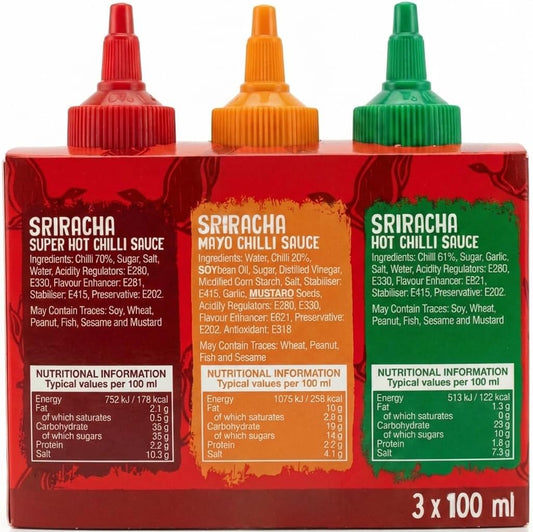 Flying Goose Sriracha Hot Sauce Mixed Pack 3 x 100ml | Original, Sriracha Mayo & Super Hot Triple Set
