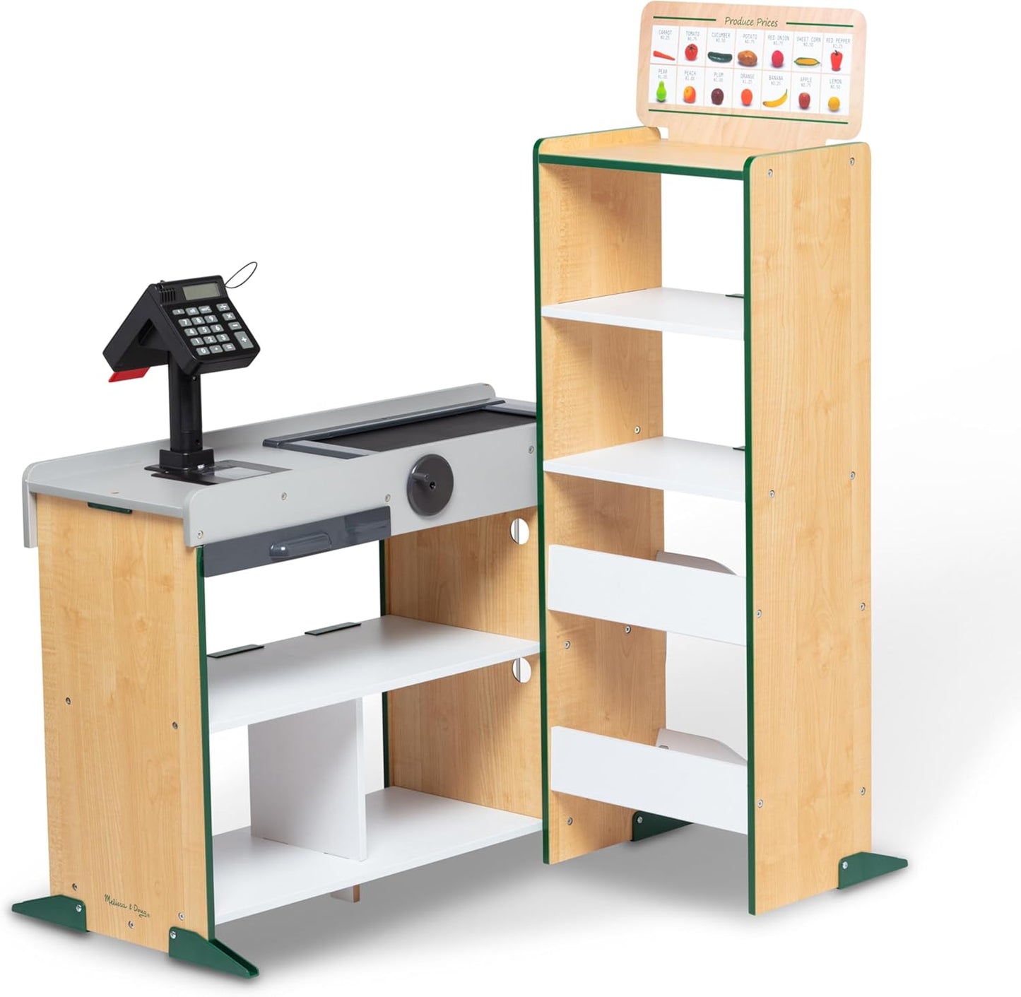 Melissa & Doug Grocery Store Playset & Toy Till Cash Register with Scanner & Conveyor