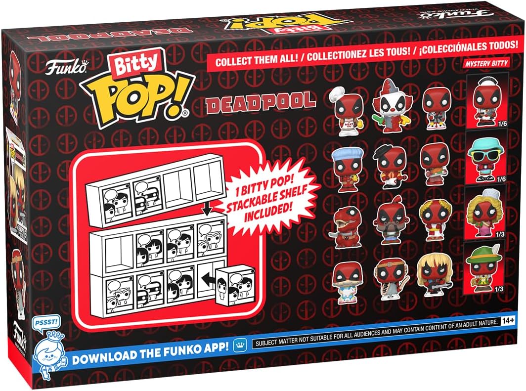 Funko Pop! Deadpool (Bathtime), Deadpool (Flamenco), Deadpool (Supper Hero), and Mystery Figure