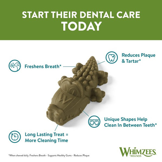 WHIMZEES By Wellness Alligator Large Dog Dental Chews 6 Pack | Natural Teeth Cleaning Treats