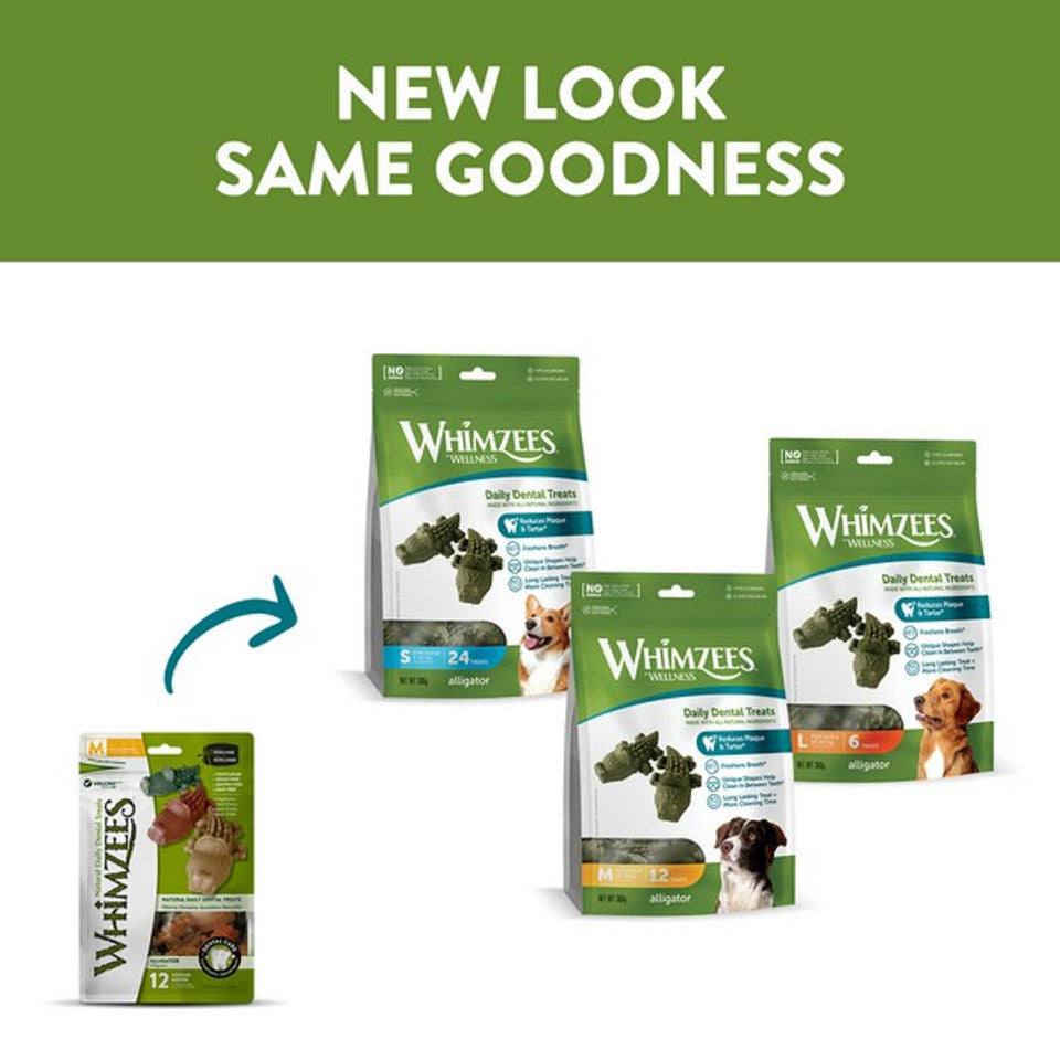 Whimzees Large Alligator Dog Dental Chews - 6 Pack