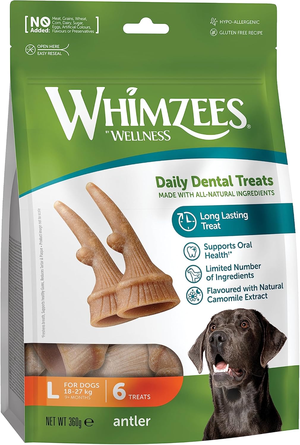Whimzees Large Antler Dog Dental Chews - 6 Pack - Edward Leonard Conroy Ltd