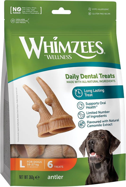 Whimzees Large Antler Dog Dental Chews - 6 Pack - Edward Leonard Conroy Ltd