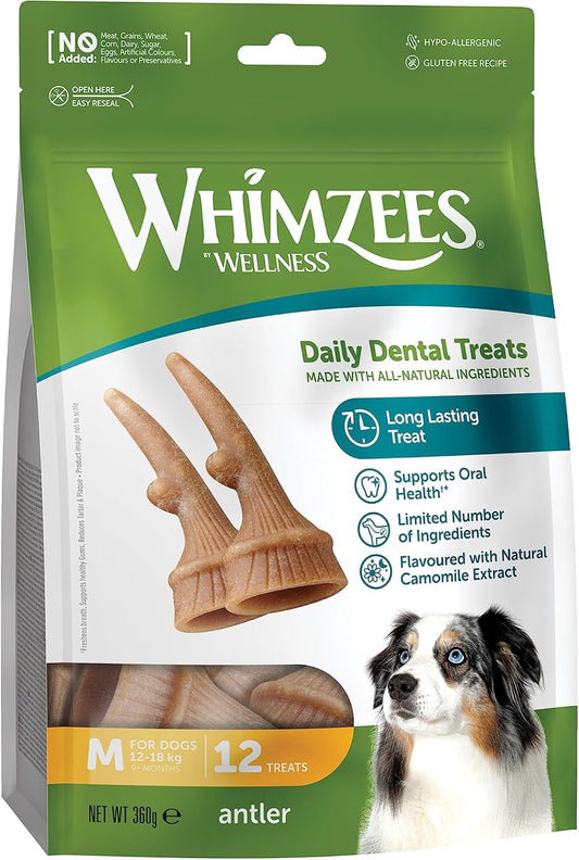 Whimzees Medium Antler Dog Dental Chews - 12 Pack - Edward Leonard Conroy Ltd