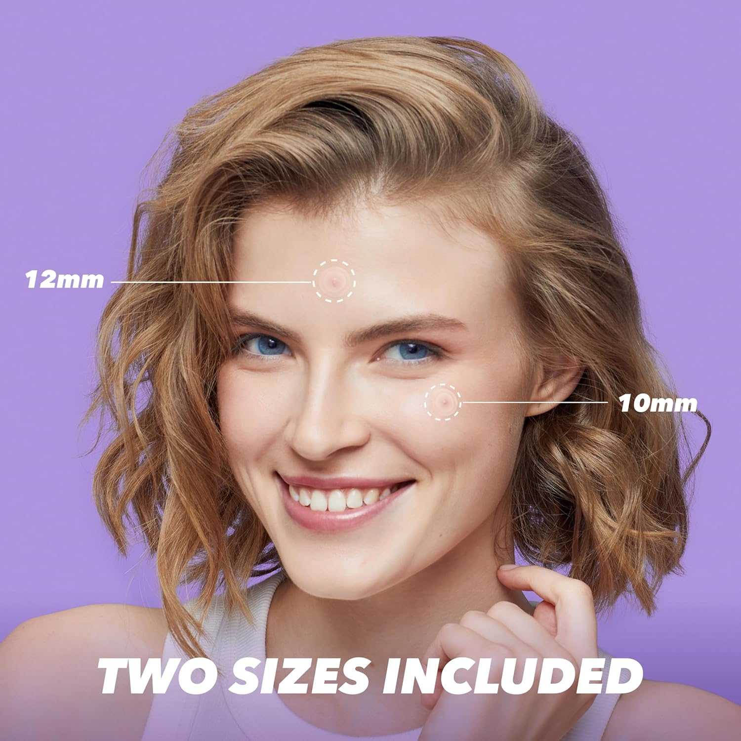 Purifide skin care product showing two sizes 10mm and 12mm for targeted facial treatment