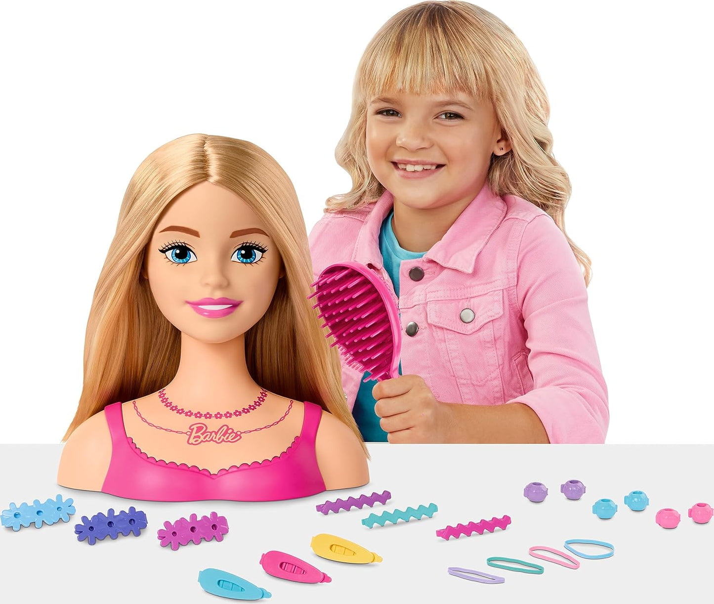 Barbie Doll Styling Head, Blonde Hair with 20 Colorful Accessories