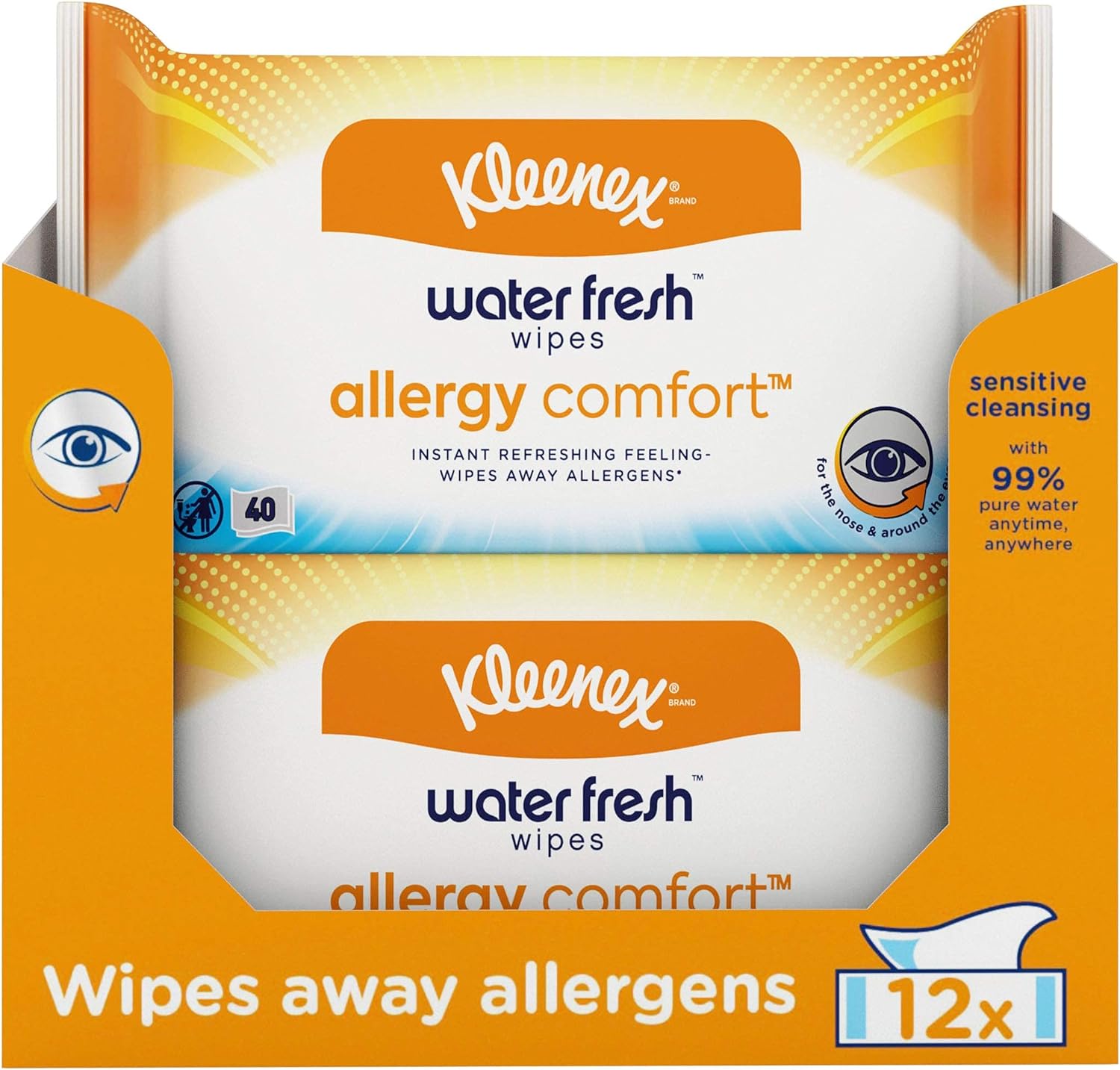 Kleenex Allergy Comfort Water Fresh Wipes - 480 Count (12x40) - Edward Leonard Conroy Ltd
