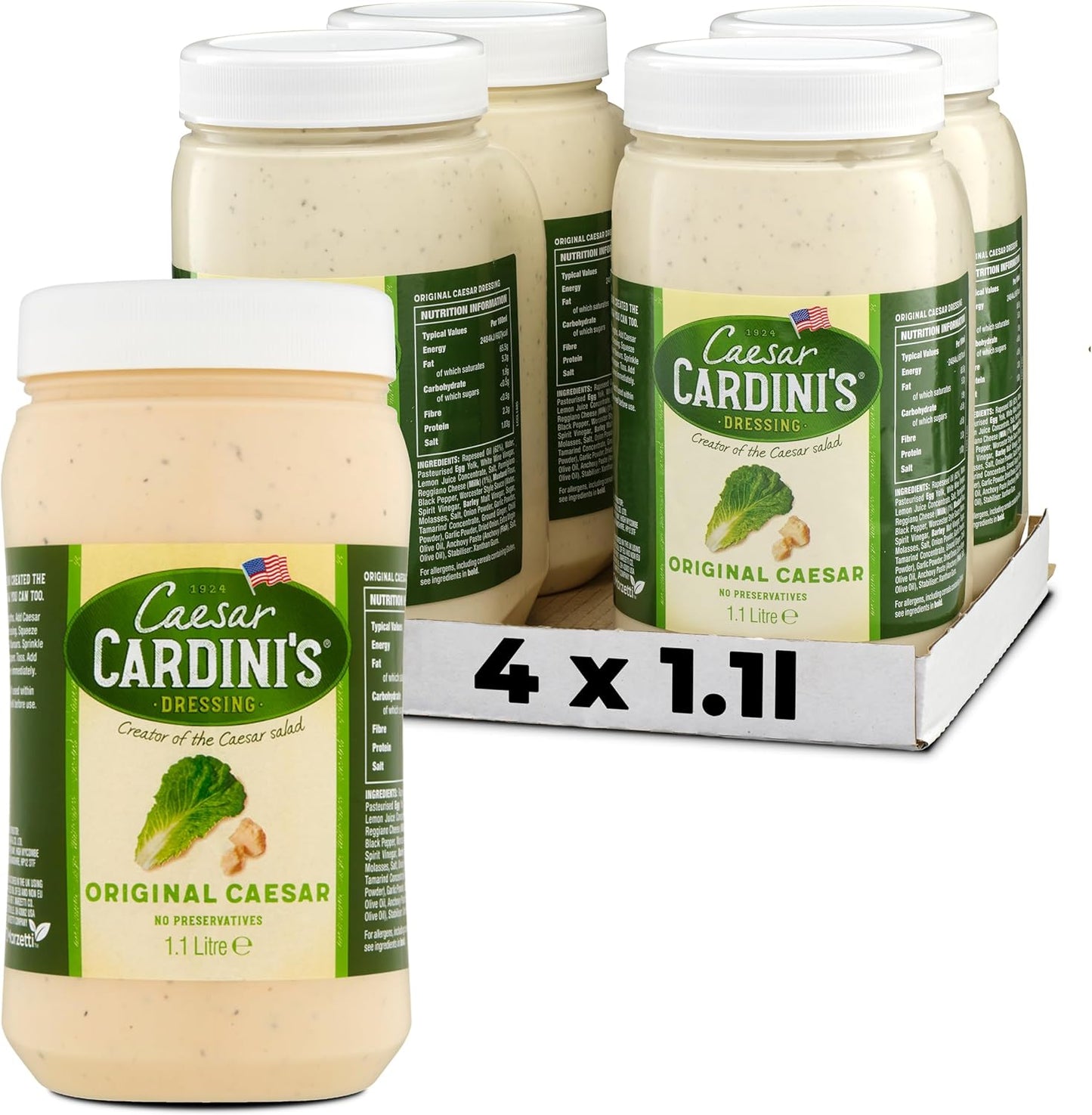 Cardini Original Caesar Salad Dressing 1.1L | Creamy Authentic Caesar Dressing Pack of 4