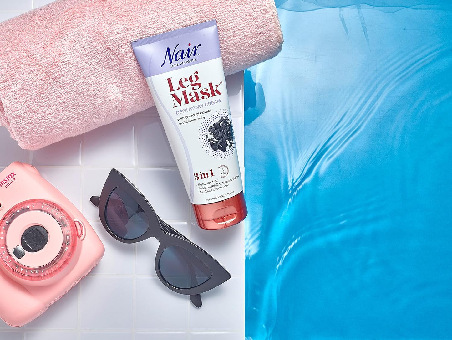 Nair Leg Mask Depilatory Cream 3 in 1 Hair Remover with Charcoal 180ml
