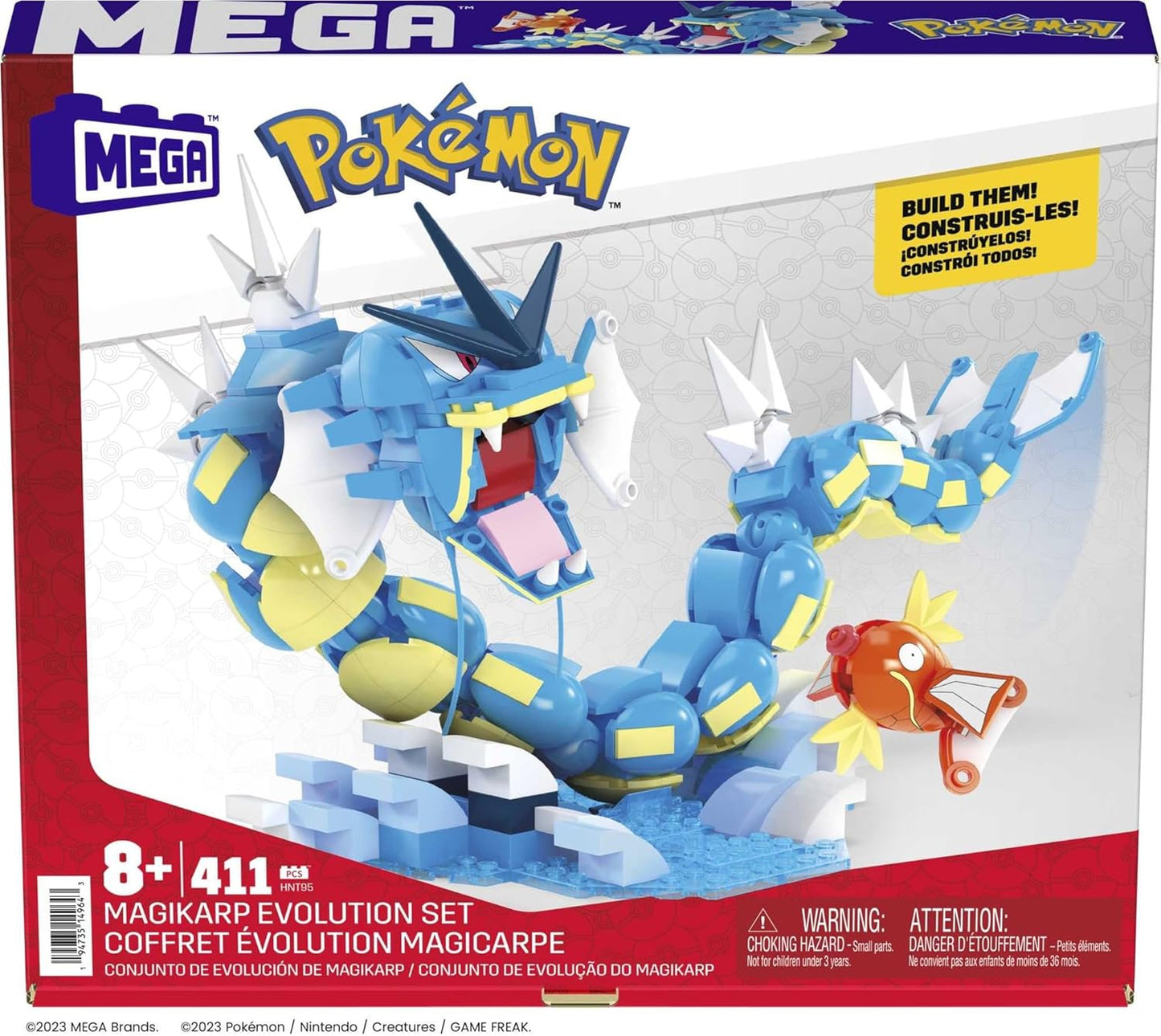 MEGA Pokemon Action Figure Building Toys Set for Kids, Magikarp Evolution Set, HNT95