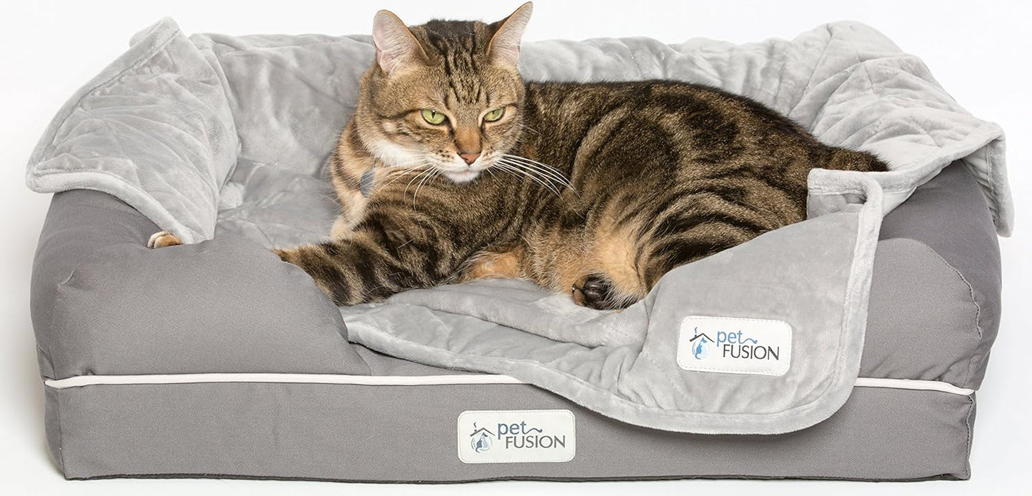 PetFusion Ultimate Memory Foam Pet Bed for Small Dogs and Cats, Grey