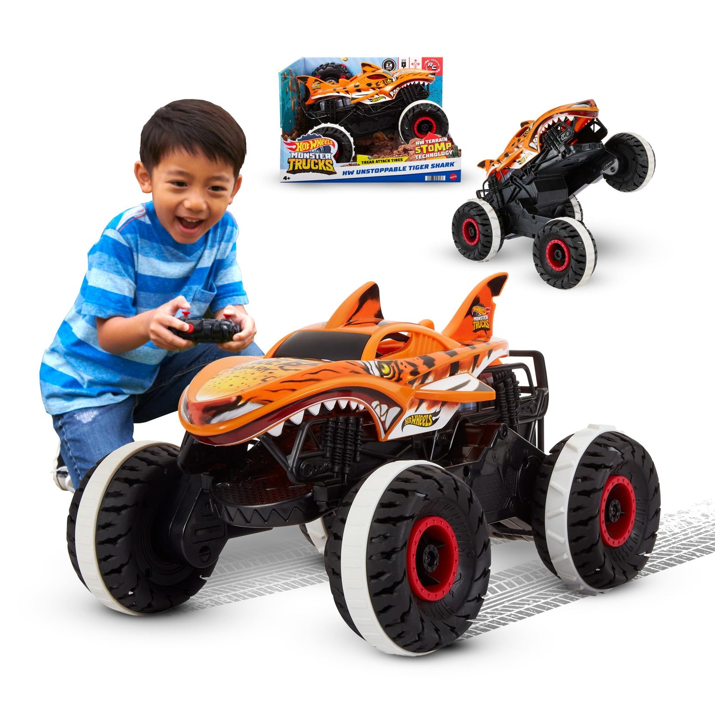 Hot Wheels Monster Trucks Remote Control Car, Unstoppable Tiger Shark, HGV87 - Edward Leonard Conroy Ltd