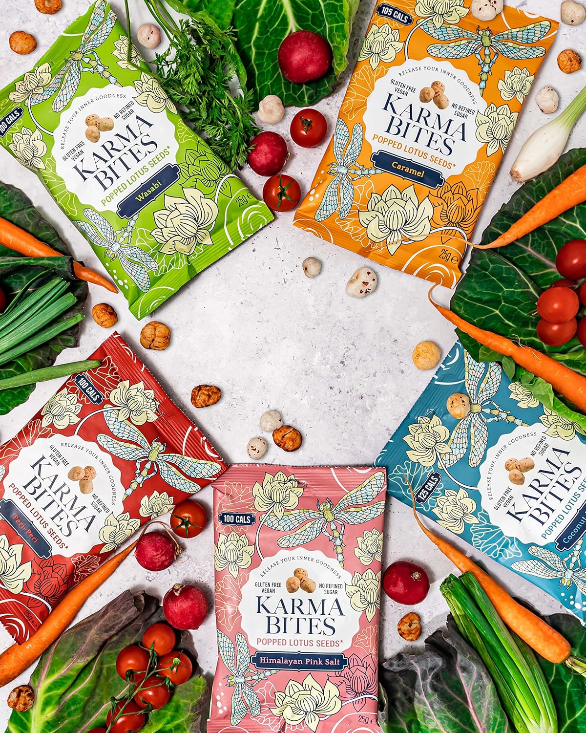 Karma Bites Popped Lotus Seeds Peri Peri 12 x 25g | Spicy Healthy Snack