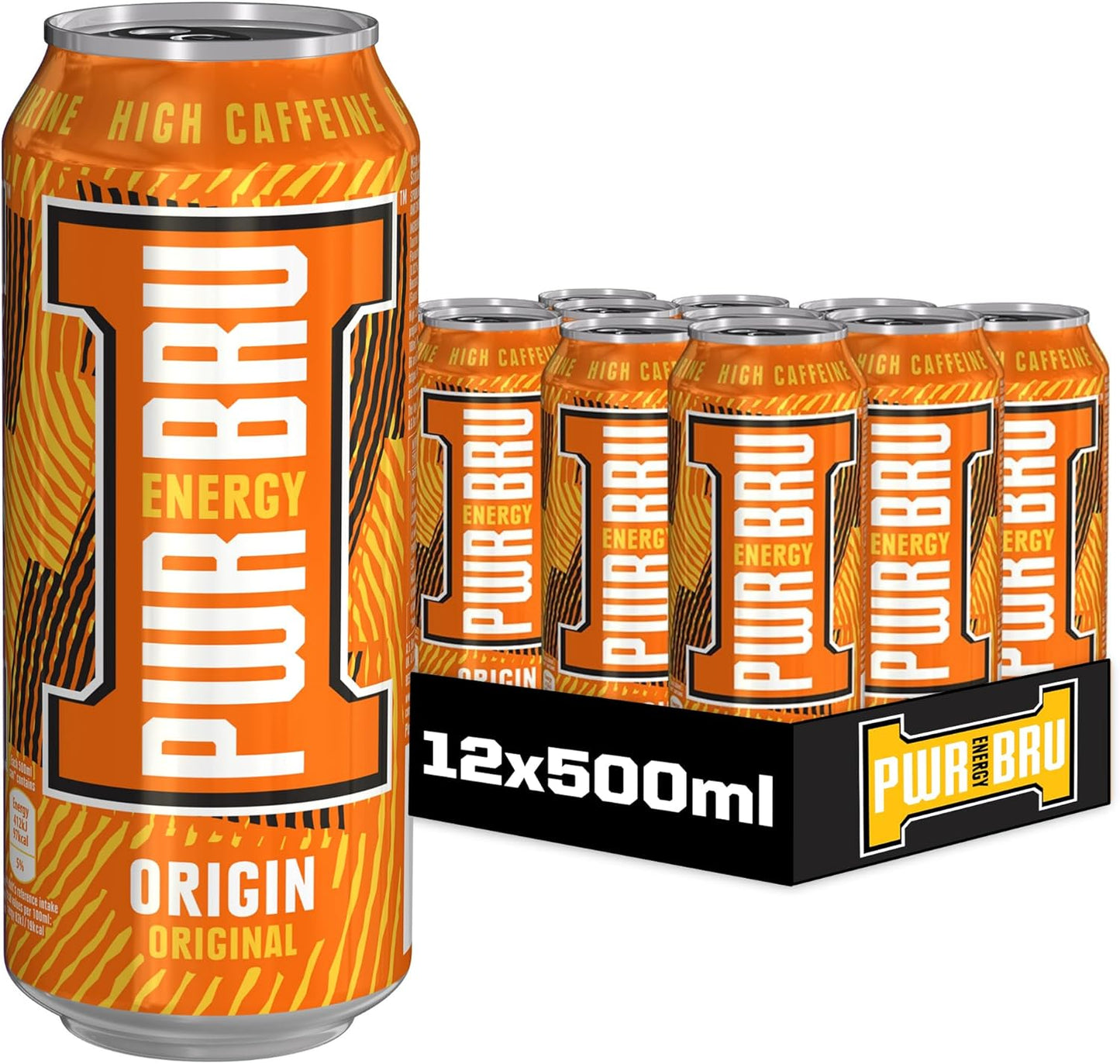 Pwr-Bru Energy Origin Original Energy Drink, 12 x 500ml