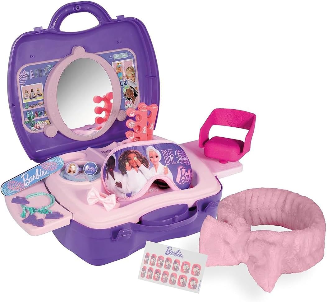 Barbie Deluxe Wellness & Beauty Playset- 20 Piece Barbie Playset Travel Carry Case