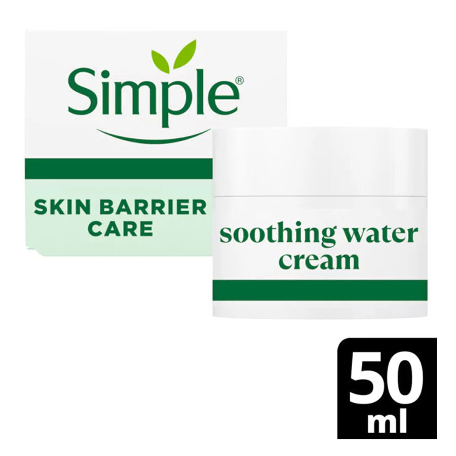 Simple Skin Barrier Care soothing water cream packaging on a white background