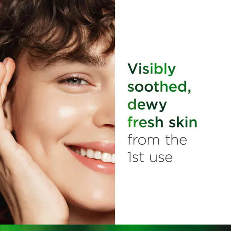 Advertisement for skin care product showing a close-up of a person's face with text about skin texture.