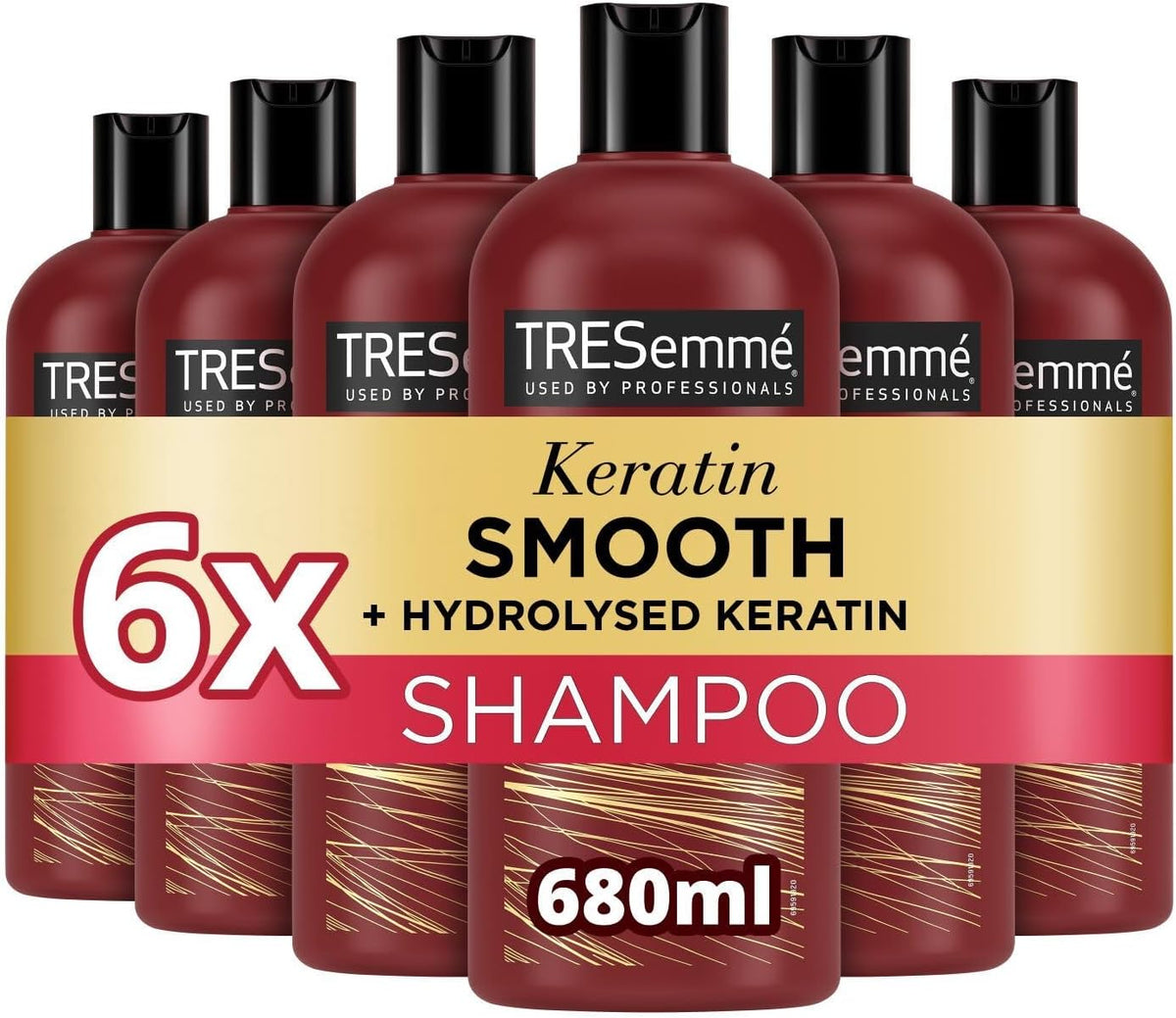 TRESemmé Keratin Smooth Shampoo 680ml (Pack of 6) | Anti-Frizz Smoothing Shampoo