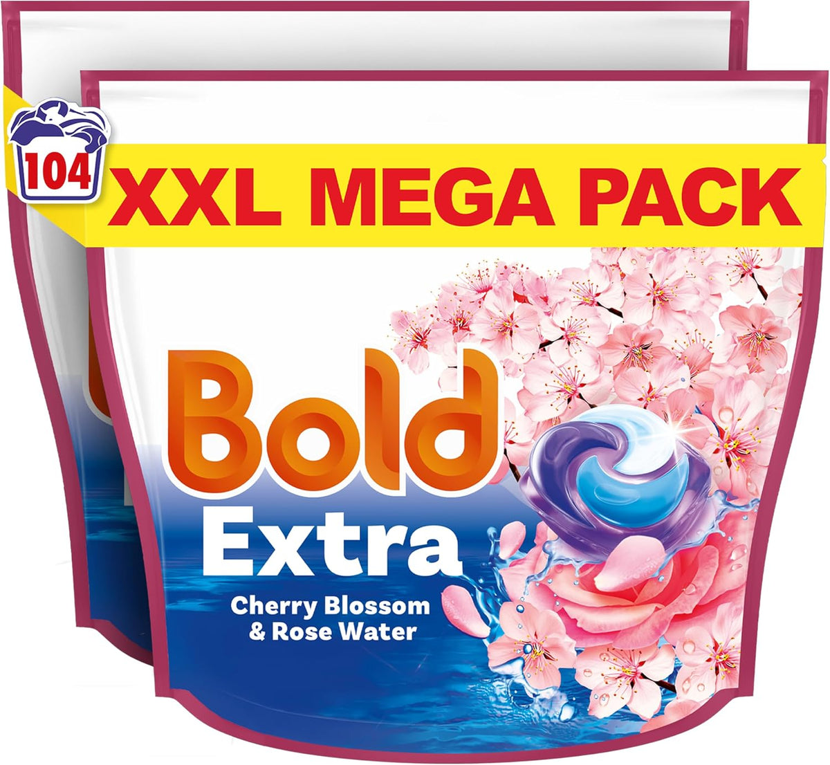 Bold Extra Laundry Pods Cherry Blossom & Rose Water 104 Wash (52x2)