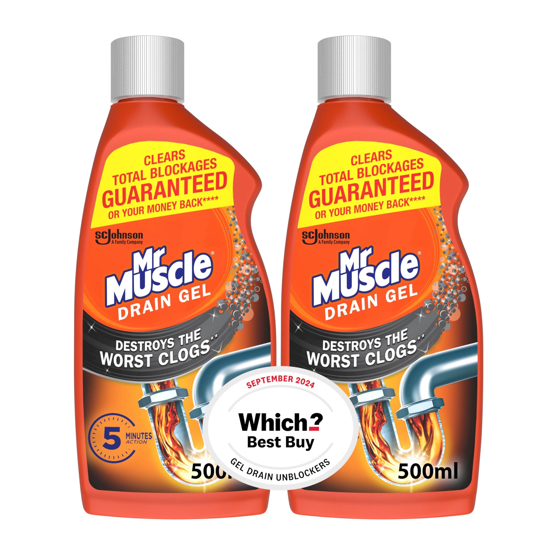 Mr Muscle Drain Gel Twinpack (2 x 500ml)