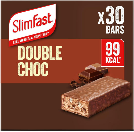 SlimFast Snack Bar, Double Choc Flavour, Multipack, 30 x 26 g