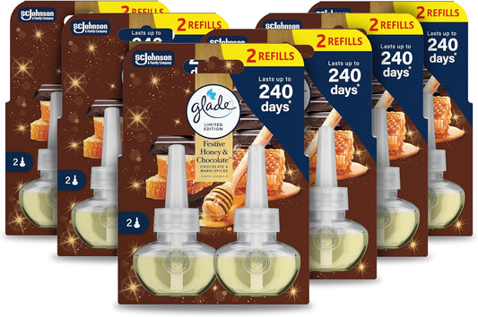 Glade Plug in Air Freshener Refill, Festive Honey & Chocolate (12x20ml)