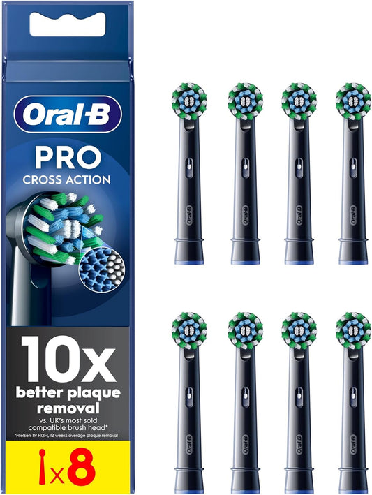 Oral-B Pro Cross Action Electric Toothbrush Head, Pack of 8, Black