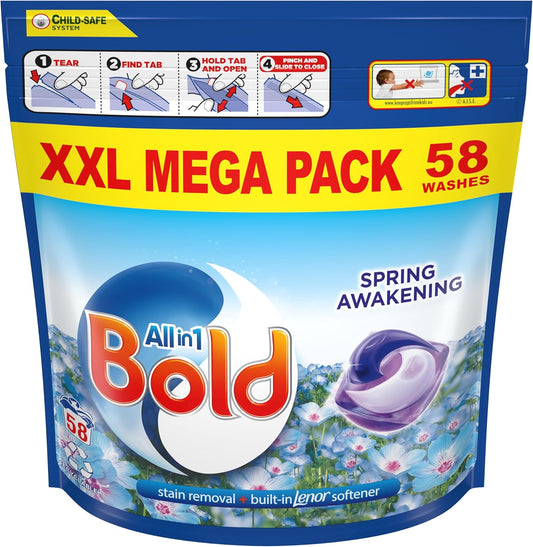 Bold All-in-1 PODS Washing Capsules 58 Washes, Spring Awakening