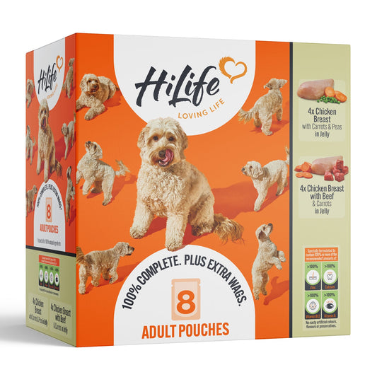 HiLife Adult Dog Chicken Pouch Selection 8x150g