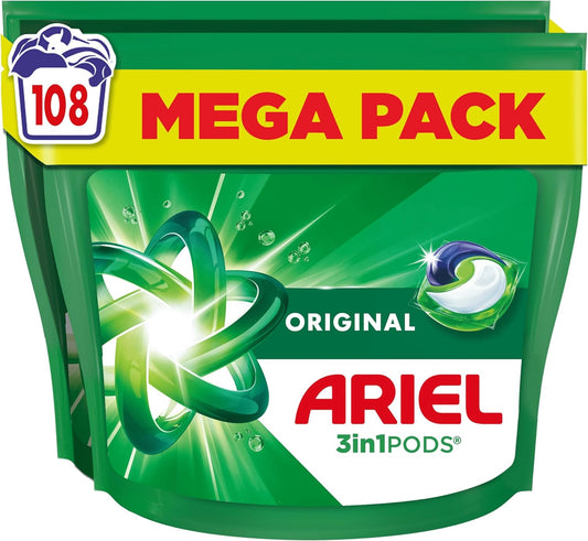 Ariel Laundry Pods Original 108 Washes | Detergent Capsules for Powerful Stain Removal