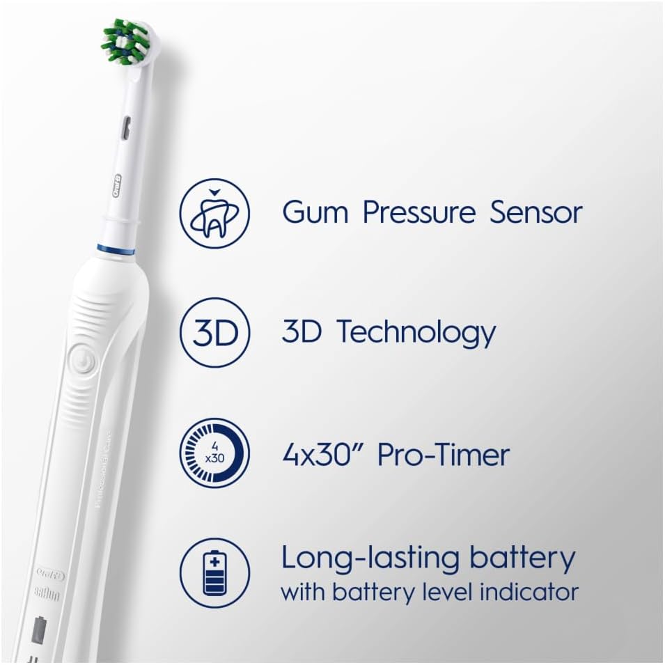Oral-B Pro 1 680 White Rechargeable Electric Toothbrush | Design Edition with Travel Case